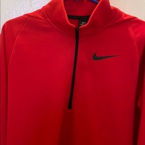 Nike Men's Red Dri-FIT Long Sleeve Half Zip